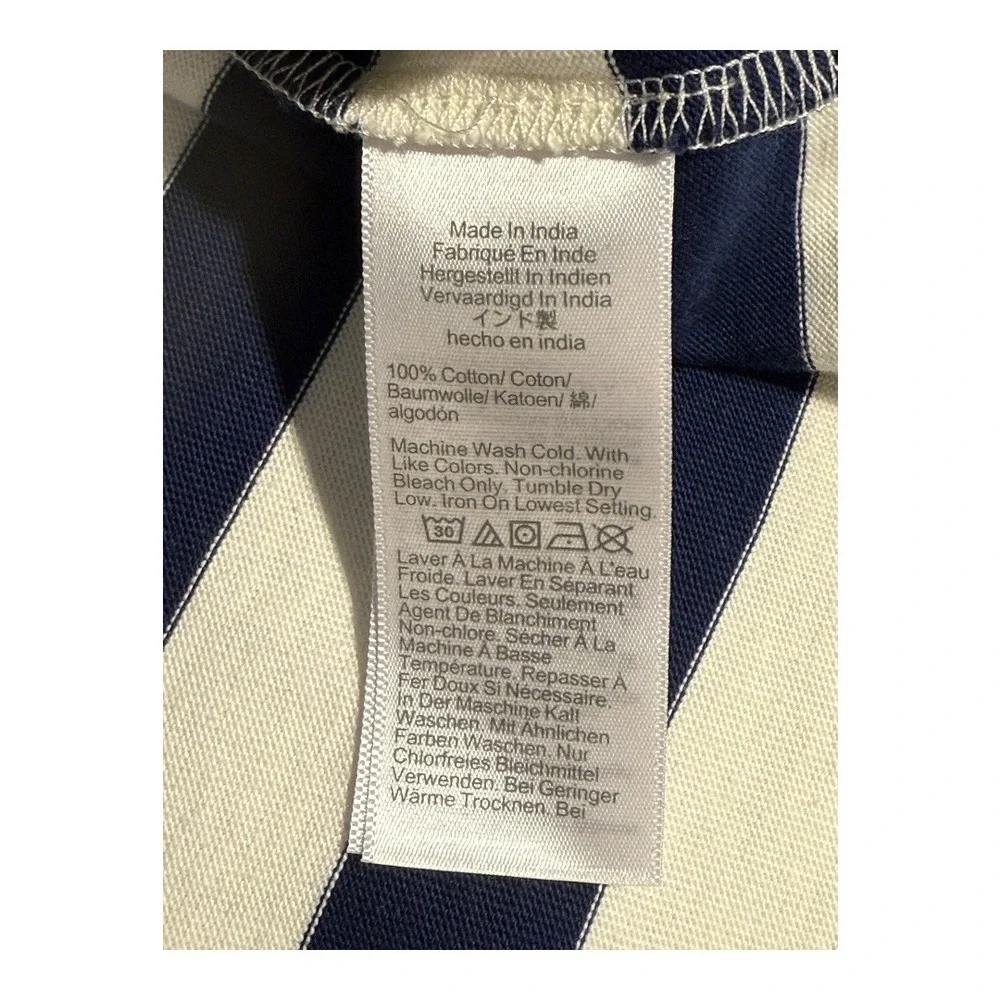 J. Crew Striped Sailor Nautical Gold‎ Button Knit Top Shirt Women's Medium NWT